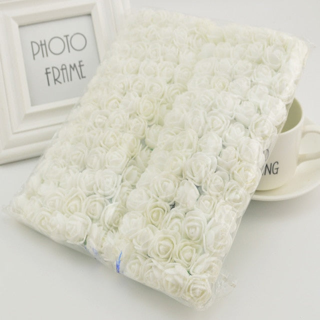 144pcs 2cm MINI foam roses for home Wedding fake Flower Decora Scrapbooking diy wreath gift box cheap Artificial Flower Bouquet - A Woman Knows Best