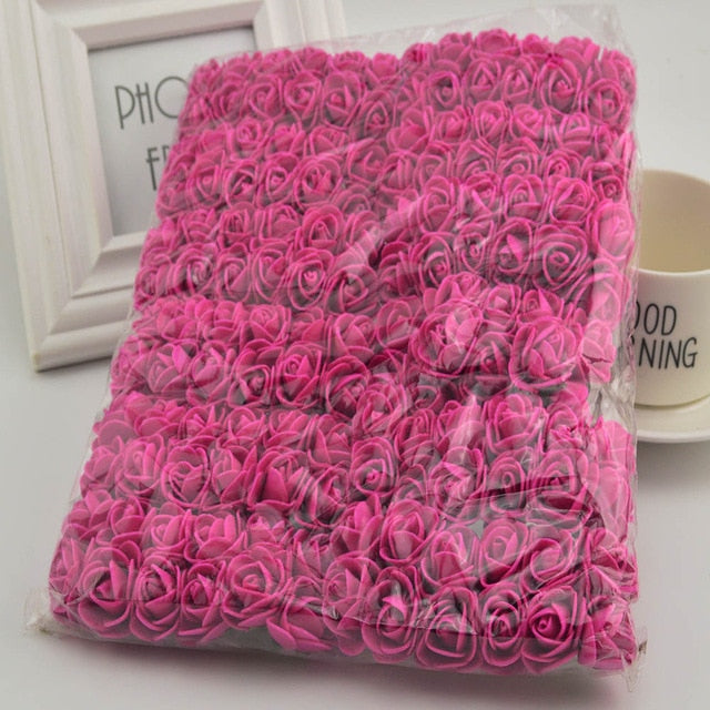 144pcs 2cm MINI foam roses for home Wedding fake Flower Decora Scrapbooking diy wreath gift box cheap Artificial Flower Bouquet - A Woman Knows Best