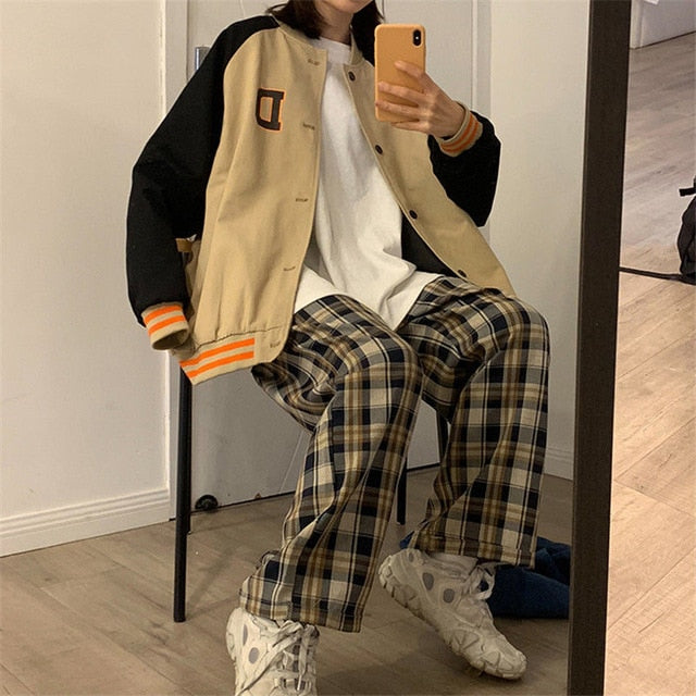 2021 Plaid Pants Women Spring Wide Leg Pants for Women Korean Style High Waist Checkered Pants Oversize Trousers Women Harajuku - A Woman Knows Best